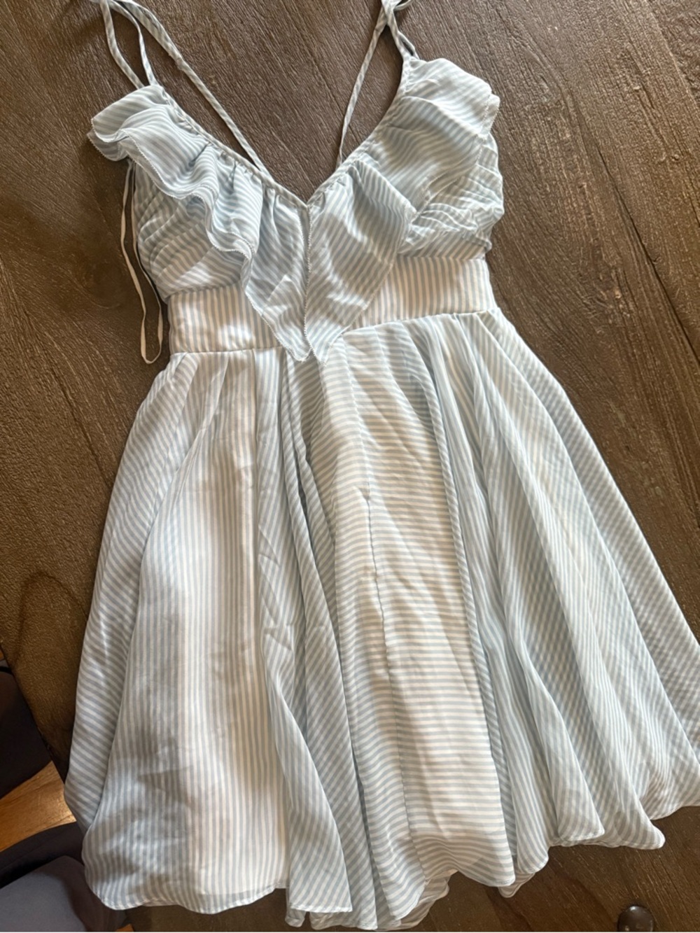 Guess Light Blue Striped Ruffle Sundress